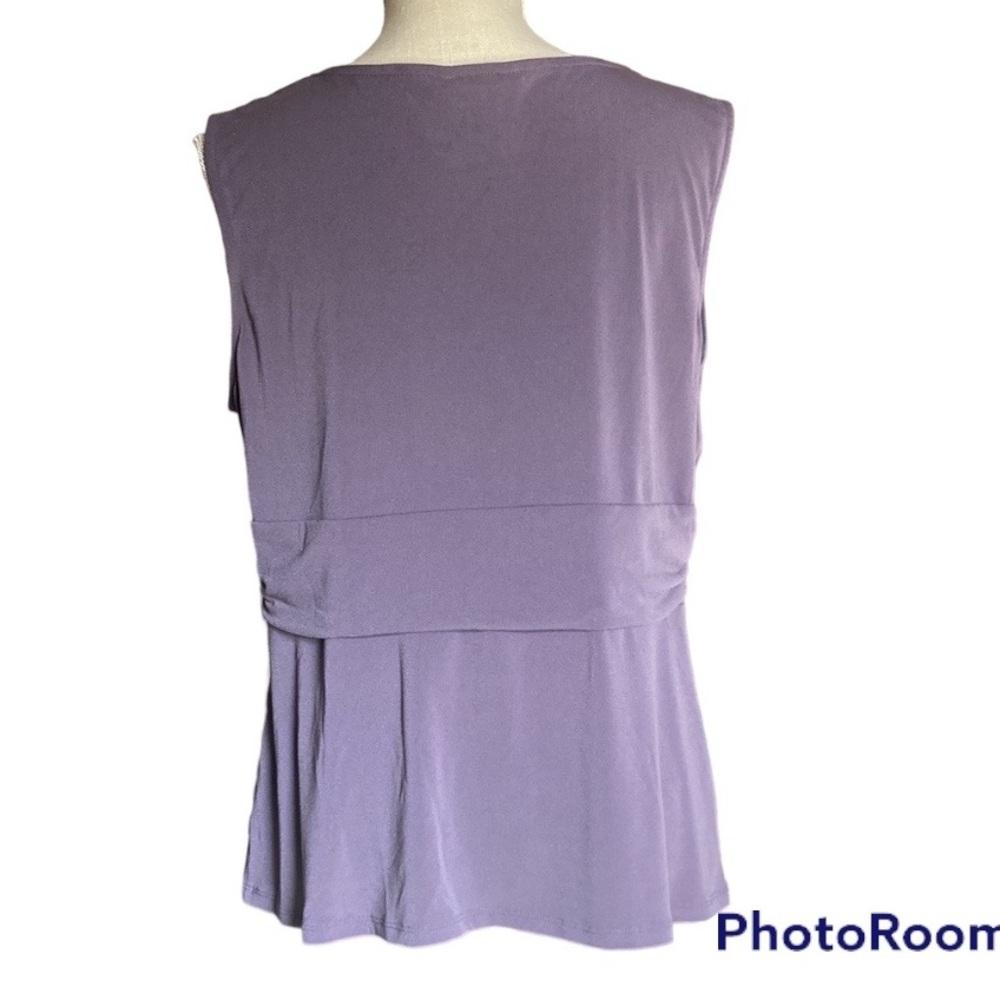George Stretch Surplice Crossover V-Neck Sleeveless Top in Lavender Purple - Picture 8 of 12